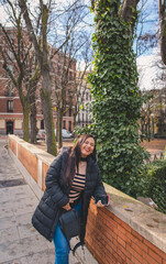 Fototapeta premium woman laughing in the street