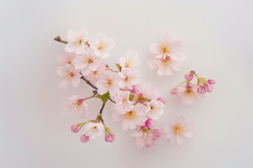 Fototapeta na wymiar Sakura Blossom Background - Delicate sakura flowers against a soft pastel background - Generative AI technology