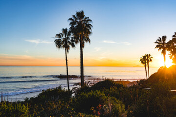 Fototapeta na wymiar A view of Laguna Beach sunset at the beach.