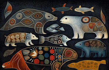 Artic wild animals illustration