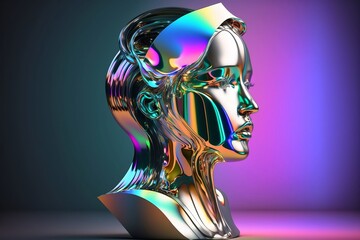 An Abstract 3D Render of an AI-Generated Face. 