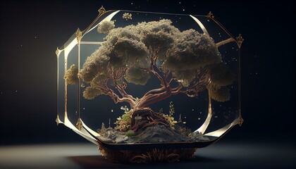 bonsai in space, Beautiful Lighting, VFX, insanely detailed and intricate, hypermaximalist, elegant, ornate, hyper realistic, super detailed AI Generated