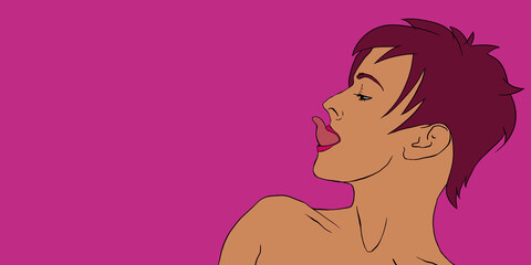 Cheeky woman sticking out her tongue