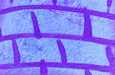 Fototapeta na wymiar urban street art in painting on the wall aerosol graffiti in shape of net or bricks, netting strusture drawing on city wall