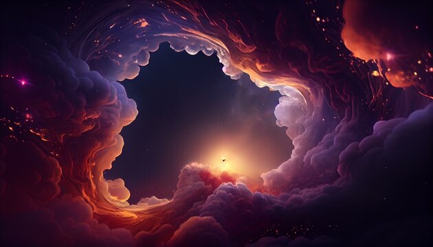 space clouds drifting around black hole, Bokeh, Beautiful Lighting, Glowing Edges, VFX, insanely detailed and intricate, hypermaximalist, elegant, ornate, hyper realistic, super de AI Generated
