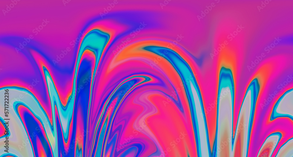 Poster Abstract psychedelic colorful background with warped and distorted lines. 