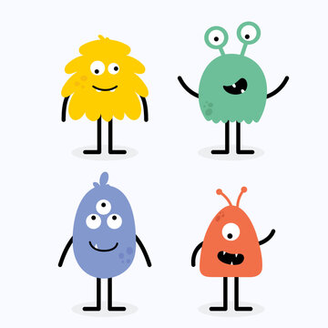 set of funny monsters