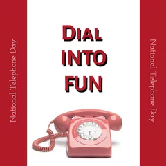 Fotobehang Composition of national telephone day text over retro red phone © vectorfusionart