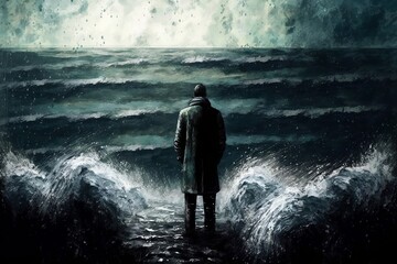 Obraz premium A Lonely Soul Adrift. Generative AI