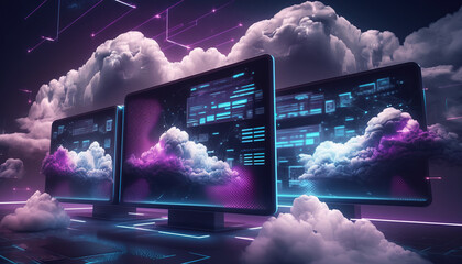 Cloud computing digital communications. generative AI