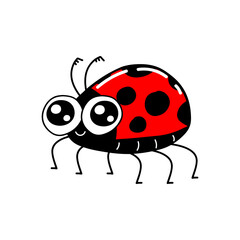 Cute ladybug cartoon on white background. Vector illustration.