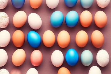 Easter egg background, Easter holiday, Easter card. painted eggs, generative ai	