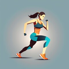 Fototapeta na wymiar a colorful fitness illustration of a running strong woman
