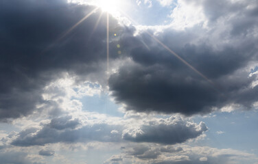 Before heavy rain storm. On the sky