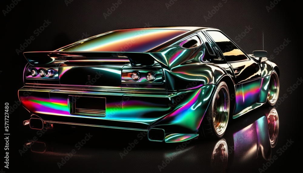 Sticker japanese luxury 1980s vintage classic expensive sports racing car vehicle neon synthwave vaporware r