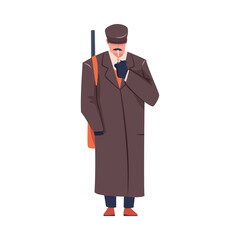 Obraz na płótnie Canvas Man Bandit or Gangster of Old London Wearing Overcoat and Peaked Flat Cap Vector Illustration