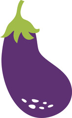 Hand drawn cute eggplant on a transparent background.