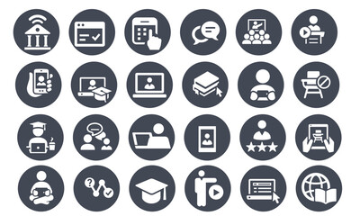  Online Learning Icons vector design