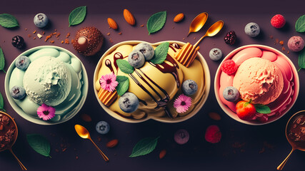 Gourmet summer dessert of artisanal or craft ice