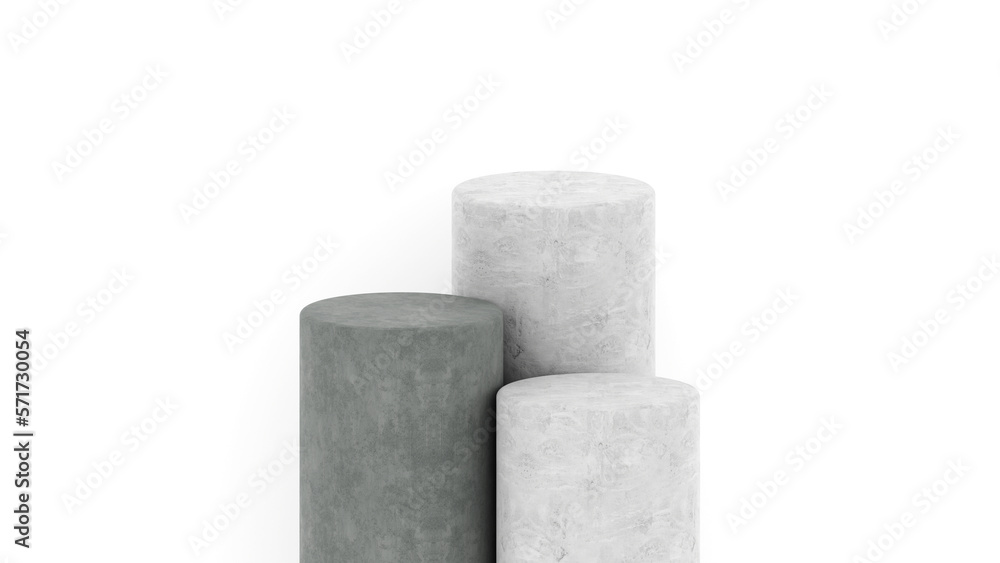 Poster two concrete podium mockup with grunge texture suitable for displaying showcase products. 3d renderi