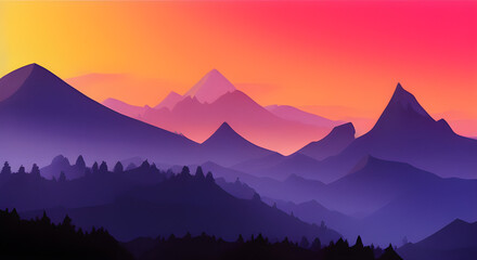 Simple Graphic Mountain Silhouette Landscape #38