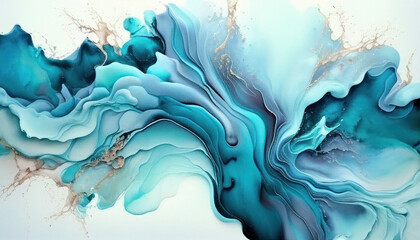 Abstract turquoise liquid texture, luxury background, alcohol ink