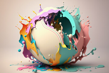 Colorful pastel paint splash abstract liquid background. AI
