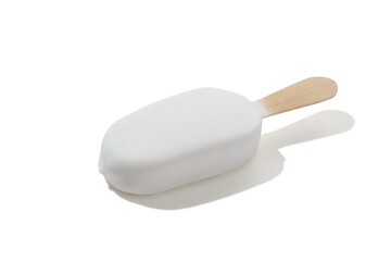 White chocolate ice cream on a stick isolated on white background