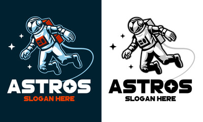 Set Logo Style design of Astronaut Floating