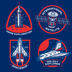 Set of Space Ship Badges Collection