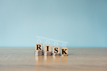 Low risk investmen low return concept. Business, finance,  Management, Risk wording on decreasing...