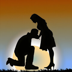 Man down on his knees being a simp, with generative AI