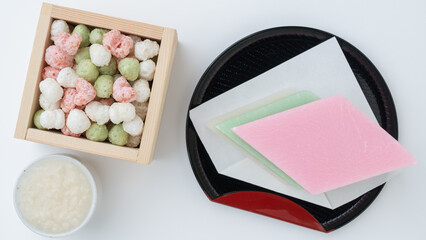 日本の文化・ひな祭りイメージ｜雛あられ・ひし餅・甘酒