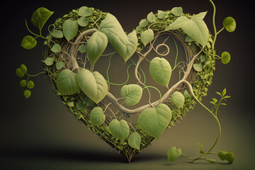 Nature's Love Story: A Heart-Shaped Vine Blooms with New Life in the Spring