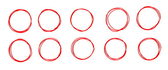 Set of hand drawn scribble circles isolated on white background. Vector