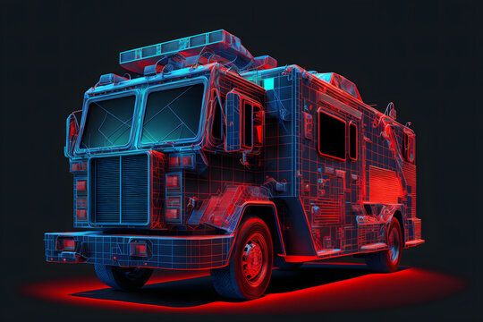 Hologram fire truck created with generative AI technology