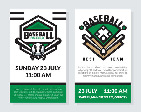Baseball Championship Card and Banner with Bat and Ball Vector Template