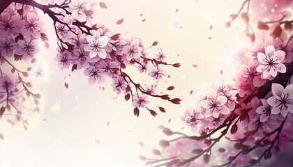 Closeup of spring seasonal cherry blossom flower on bokeh background, illustration cherry blossom flower. Generative AI