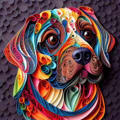 Paper Cut Art of Dog Portrait. Generative ai