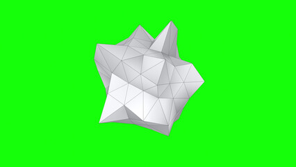 Abstract geometric shape from triangles on a green background. 3D rendering