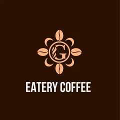 Letter G with Coffee Bean Icon for Cafe, Coffee Shop, Bean Company Logo Idea Template