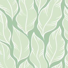 Leaves Pattern. Tropic Palm Leaves Seamless Vector Background, Graphic Jungle Print
