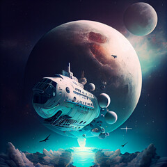 Vaisseau extraterrestre espace IA g&eacute;n&eacute;rative