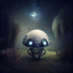 Extraterrestre robot dans un jardin