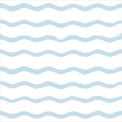 Seamless Wave Pattern, Hand drawn water sea vector background. Wavy beach print, curly grunge paint lines, watercolor illustration