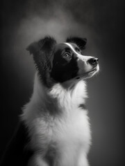 Photorealistic portrait of a Border Collie puppy. Generative ai.