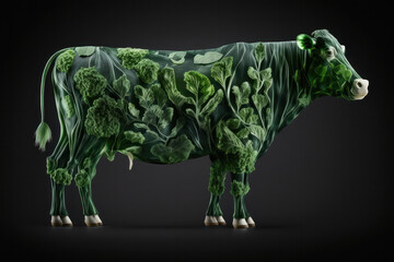 Obraz premium Meat made of plants on dark background (AI Generated)