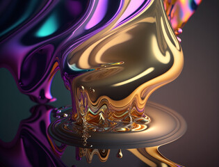 Captivating image showcases the mesmerising effect of acrylic paints in gradient shades, creating the illusion of wavy, liquid motion. The subtle metallic accents add depth and texture, elevating.