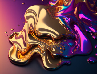 Captivating image showcases the mesmerising effect of acrylic paints in gradient shades, creating the illusion of wavy, liquid motion. The subtle metallic accents add depth and texture, elevating.