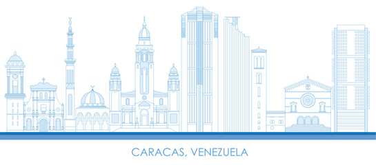 Fototapeta na wymiar Outline Skyline panorama of city of Caracas, Venezuela - vector illustration